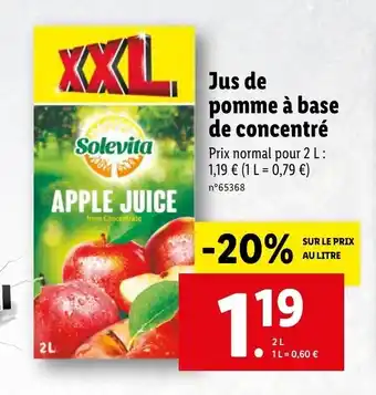 Lidl Jus de pomme à base de concentré offre