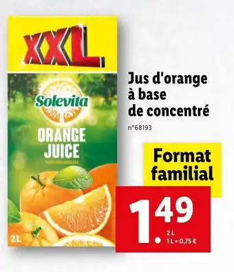 Lidl Jus d'orange à base de concentré offre