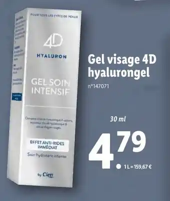 Lidl Gel visage 4D hyalurongel offre