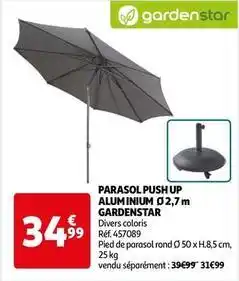 Auchan Gardenstar - parasol push up aluminium 2,7m offre