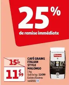 Auchan Malongo - café grains italian style offre