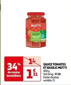 Auchan Mutti - sauce tomates et basilic offre