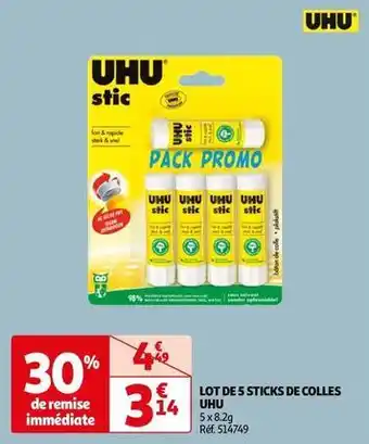 Auchan Uhu - lot de 5 sticks de colles offre