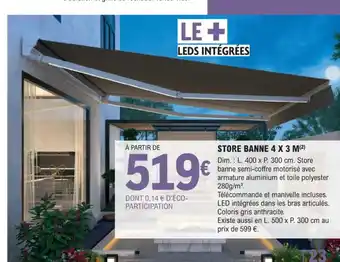 E.Leclerc Jardi STORE BANNE 4 X 3 M offre