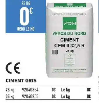 Promo CIMENT GRIS chez Brico Cash