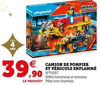 Super U Camion de pompier et véhicule enflammé offre