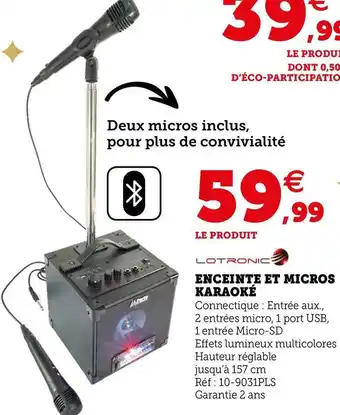 Hyper U Lotronic enceinte et micros karaoké offre
