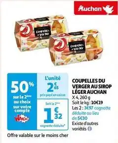 Auchan Auchan - coupelles du verger au sirop leger offre