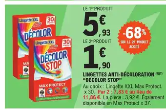 E.Leclerc LINGETTES ANTI-DÉCOLORATION (6)(7) "DÉCOLOR STOP" offre