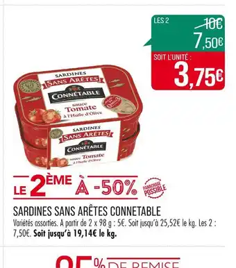 Match CONNETABLE SARDINES SANS ARÊTES offre