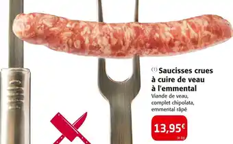 Colruyt Saucisses crues à cuire de veau à l'emmental offre