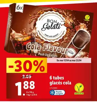 Lidl BON GELATI 6 tubes glacés cola offre