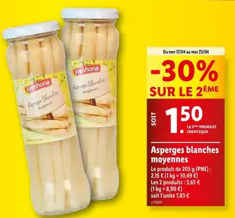 Lidl Freshona Asperges blanches moyennes offre