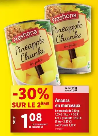 Lidl Freshona Ananas en morceaux offre