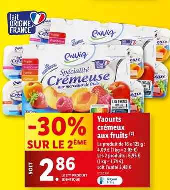 Lidl envia Yaourts crémeux aux fruits offre