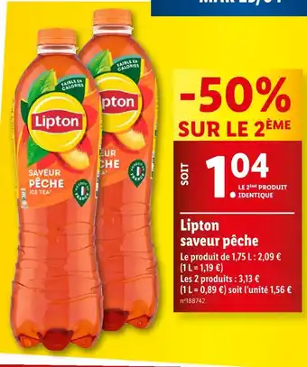 Lidl Lipton Lipton saveur pêche offre