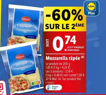 Lidl Milbona Mozzarella râpée offre