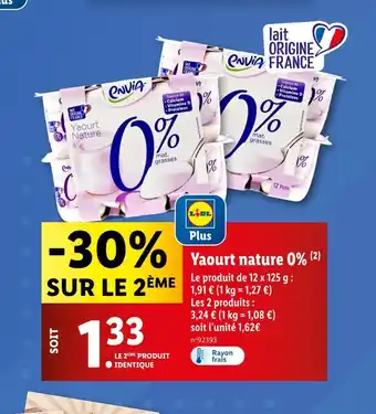 Lidl envia Yaourt nature 0% offre