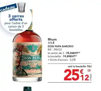 METRO Rhum DON PAPA BAROKO offre