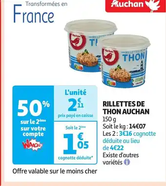 Auchan Supermarché RILLETTES DE THON AUCHAN offre