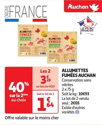 Auchan Supermarché ALLUMETTES FUMÉES AUCHAN offre