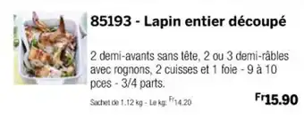 Thiriet 85193 Lapin entier découpé offre