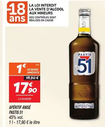 Netto APÉRITIF ANISÉ PASTIS 51 offre