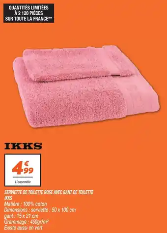 Netto SERVIETTE DE TOILETTE ROSE AVEC GANT DE TOILETTE IKKS offre