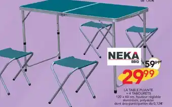 Stokomani LA TABLE PLIANTE +4 TABOURETS 120 x 60 cm, hauteur réglable aluminium, polyester offre