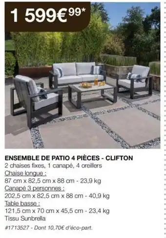 ENSEMBLE DE PATIO 4 PIÈCES - CLIFTON