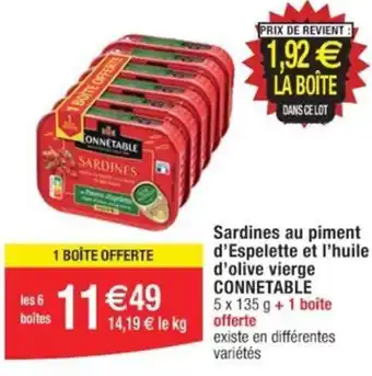 Cora x Carrefour Sardines au piment d'Espelette et l'huile d'olive vierge CONNETABLE offre