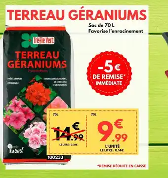 TRÈFLE VERT TERREAU GÉRANIUMS