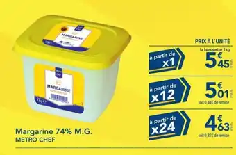 METRO Margarine 74% M.G. METRO CHEF offre