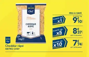 METRO Cheddar râpé METRO CHEF offre