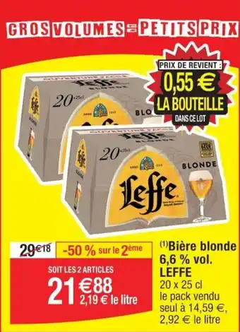Cora x Carrefour "Bière blonde 6,6 % vol. LEFFE offre