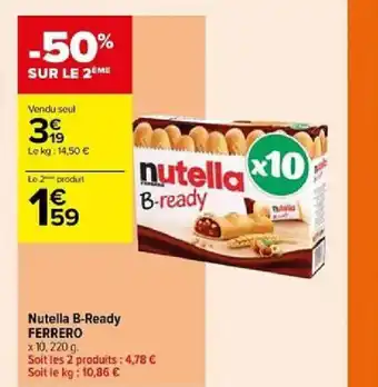 Carrefour Contact Nutella B-Ready FERRERO offre