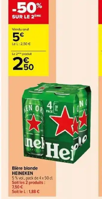 Carrefour Contact Bière blonde HEINEKEN offre