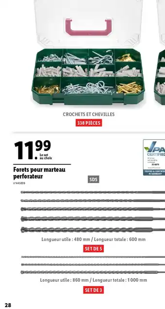 Lidl Forets pour marteau perforateur offre