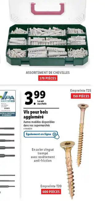 Lidl Vis pour bois aggloméré offre