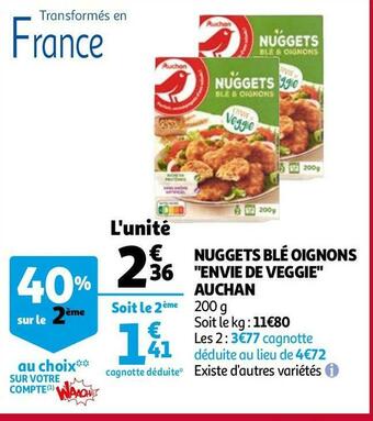 Auchan Nuggets blé oignons "envie de veggie" auchan offre