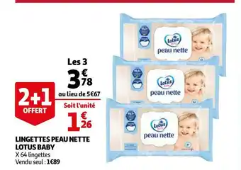 Auchan Lotus lingettes peau nette offre