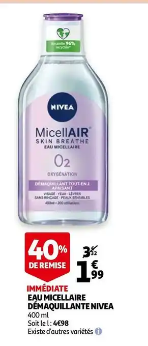 Auchan Nivea eau micellaire démaquillante offre