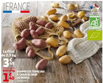 Auchan Pommes de terre bio à chair blonde ou rouge offre