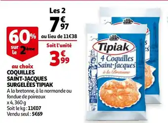 Auchan Tipiak coquilles saint-jacques surgelées offre