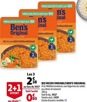 Auchan Ben's original riz micro ondable offre