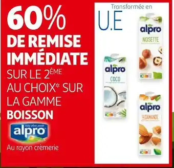 Auchan Alpro bon plan au choix sur la gamme de la marque alpro offre