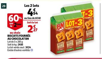 Auchan Bn biscuits fourrés au chocolat offre