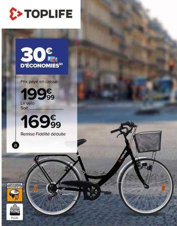 Promo Toplife velo city 40 chez Carrefour