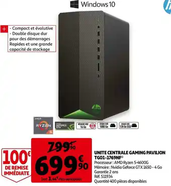 Auchan Unite centrale gaming pavilion tg01-1769nf* offre