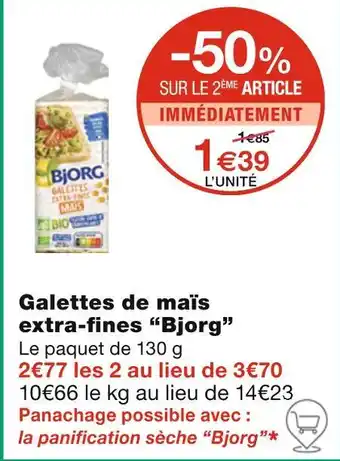 Monoprix Bjorg Galettes de maïs extra-fines offre